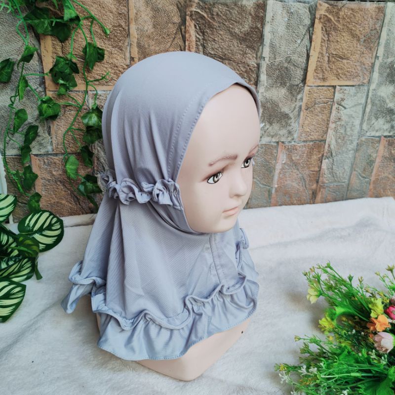 Jilbab baby anak lucu unyu premium 3 4 5 6 7 8 9 bulan 1 2 tahun hijab lucu bahan jersey ( jilbab rempel momo baby )