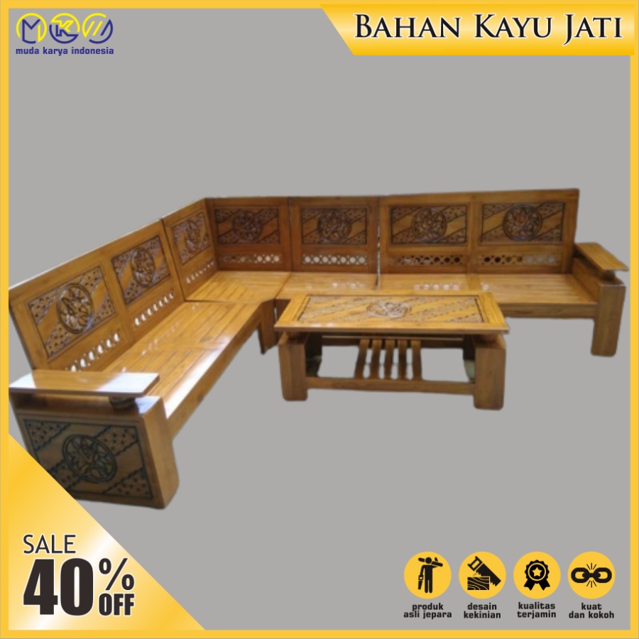 Kursi Tamu Kayu Minimalis Modern Sudut Bola Ruang Kecil