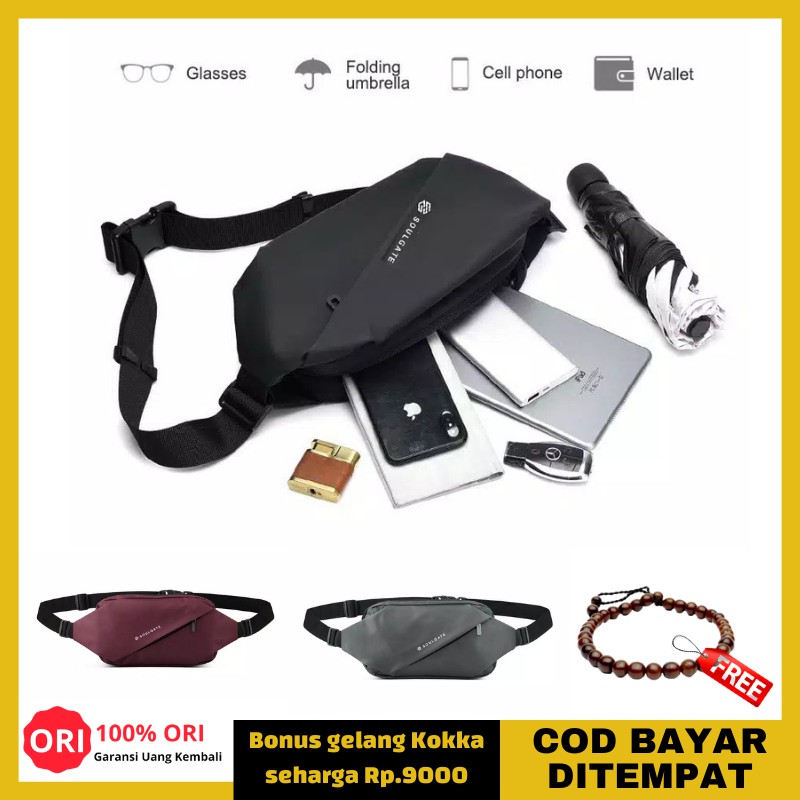 Tas Slempang Waistbag Waitsbag Pria Soulgate Exer Dua Muka Bisa Bolak Balik Tas Pinggang Cowok Keren