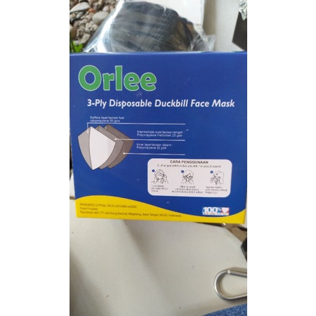 Masker Orlee Duckbill Earloop Emboss 50Pcs Masker Medis Masker Kain Masker Coid hitam