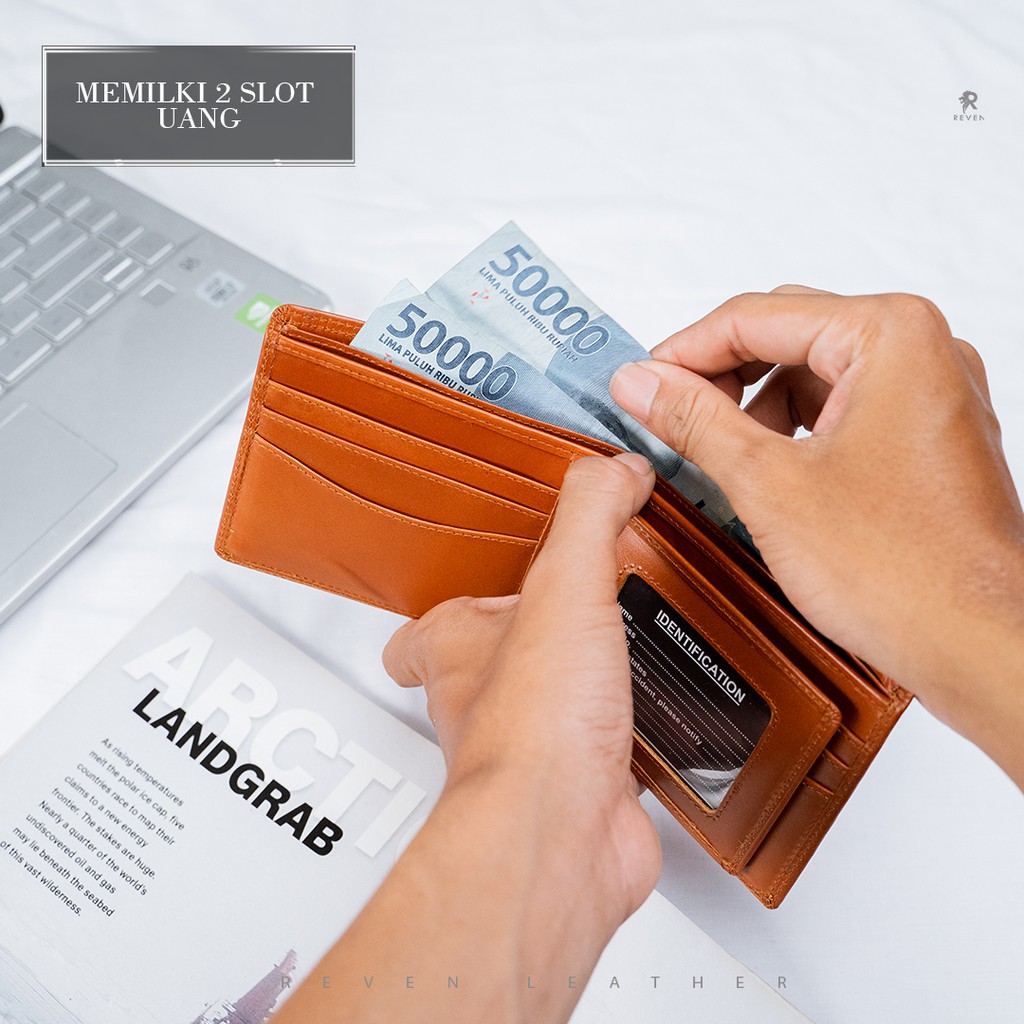 Dompet Lipat Kulit Pria Branded Reven Atlas Leather Wallet Bahan 100% Kulit Sapi Asli Original Premium Cowok Keren Terbaru