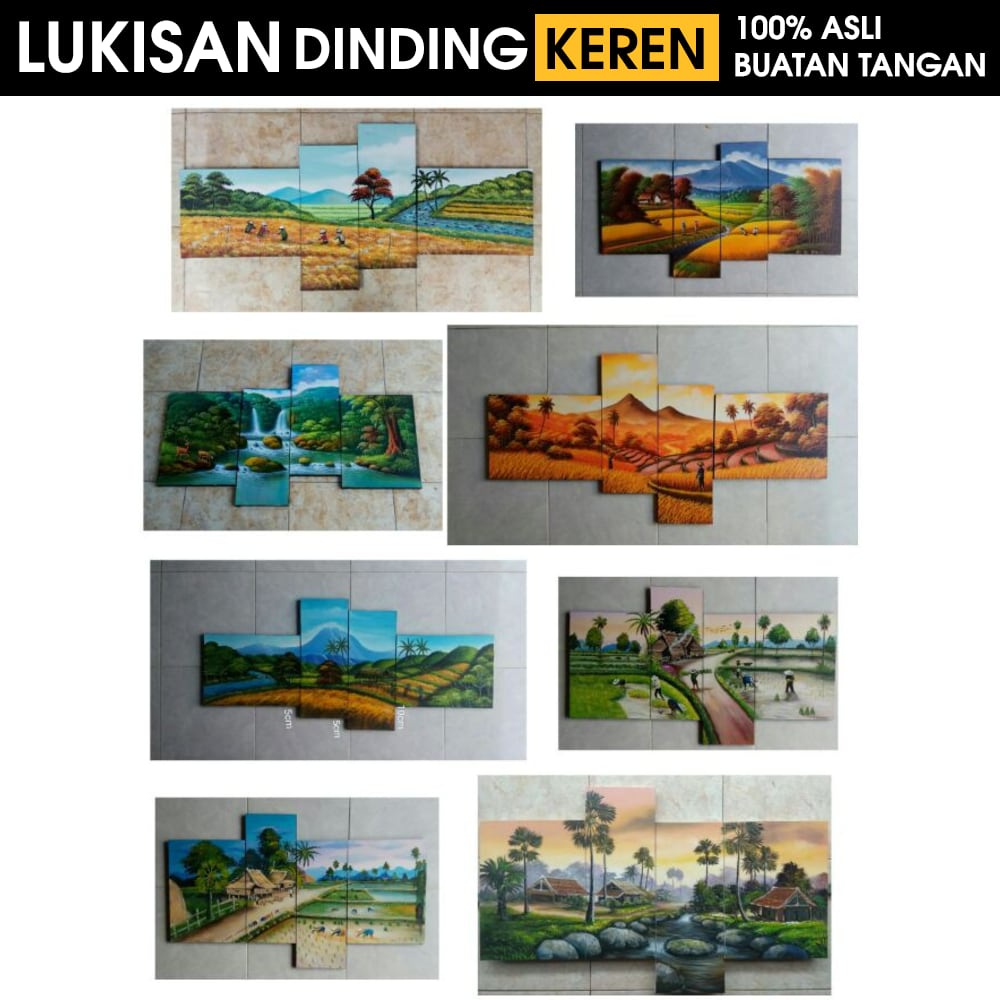 Jual Lukisan Panel Pemandangan Alam Sawah Cantik Lukisan Dinding Ruang