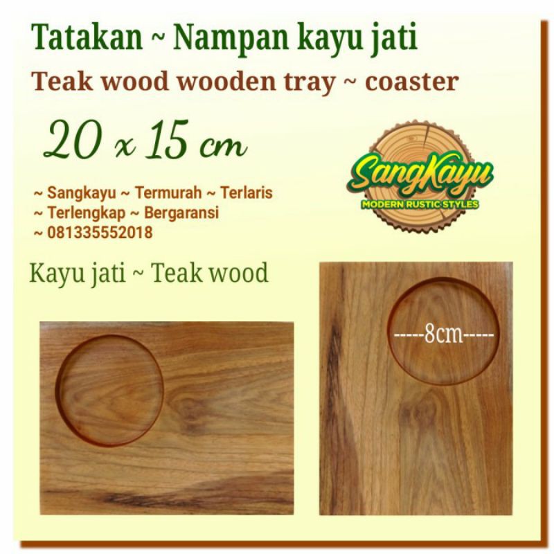 Wooden Tray ~ Coaster 20x15cm tatakan nampan kayu jati teak wood tray