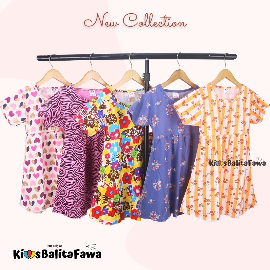 Dress Thalia 4-5 Tahun / Kaos Harian Dres Lengan Baju Tidur Balita Anak Perempuan Adem Cewek Murah