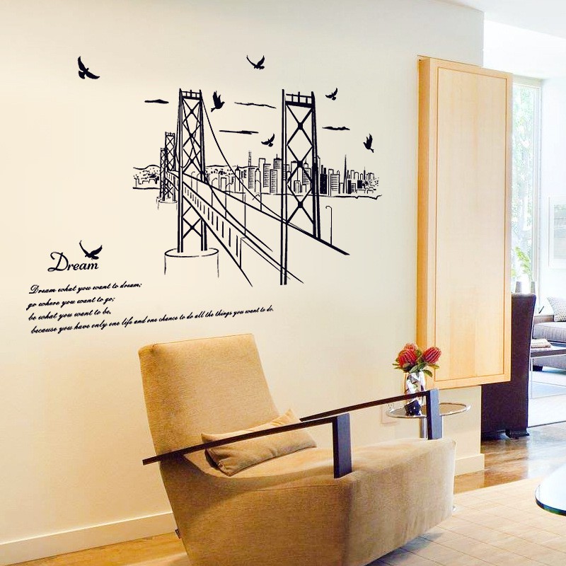 Reliza Wall Sticker San Francisco Bridge Stiker Dinsing Jembatan Kota LDR