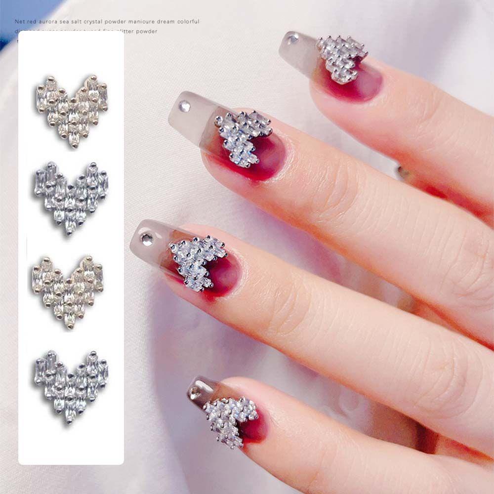 AUGUSTINA Agustina Cinta Perhiasan Nail Art Gaya Jepang Indah Flash Shiny Love Berlian Ornamen DIY Dekorasi Nail Art