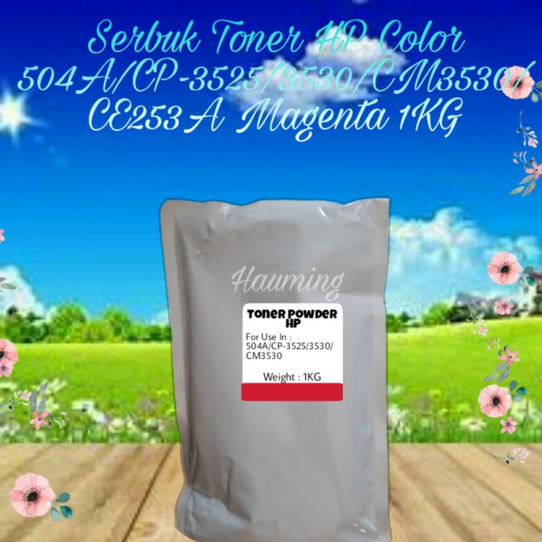 Serbuk Toner HP 504A CP3520 CP3525 CP3525N CP3525DN CP3525X CM3530 CM3530FS CE253A Magenta 1kg