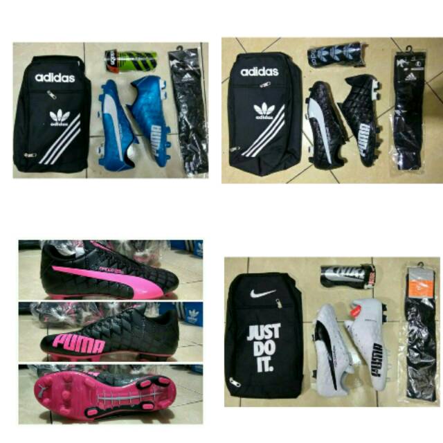 Paket komplit sepatu bola puma grade original componen