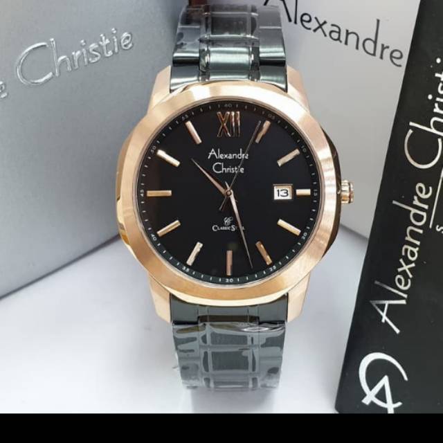 ALEXANDRE CHRISTIE AC8619 AC 8619 BLACK ROSEGOLD JAM PRIA ORIGINAL