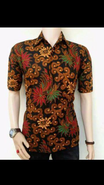 Kemeja Batik Pria Lengan Pendek Motif Ulir