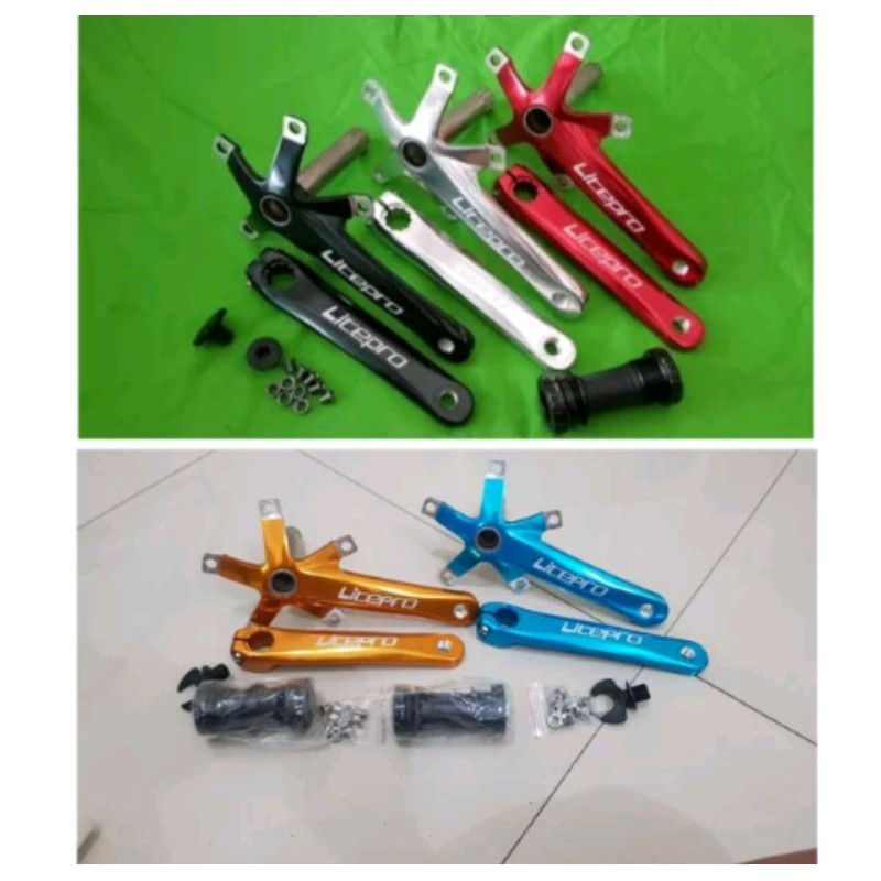 crank arm litepro hollowtech 2 ht2 bcd 130mm crankset lite pro HT 2 bcd 130 mm Bisa single dan double speed sepeda lipat seli fixie roadbike road bike balap