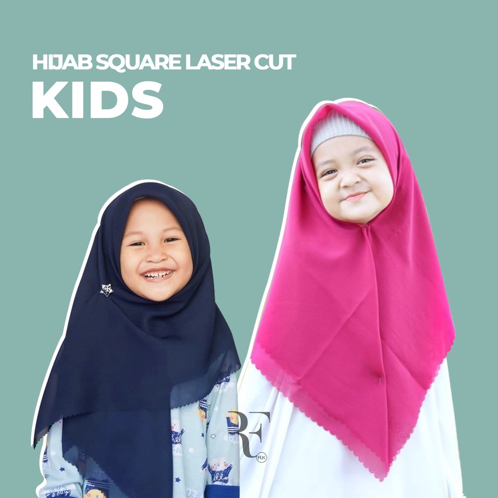 HIjab Bella Square LASER Cut Anak Perempuan/Kerudung ANAK