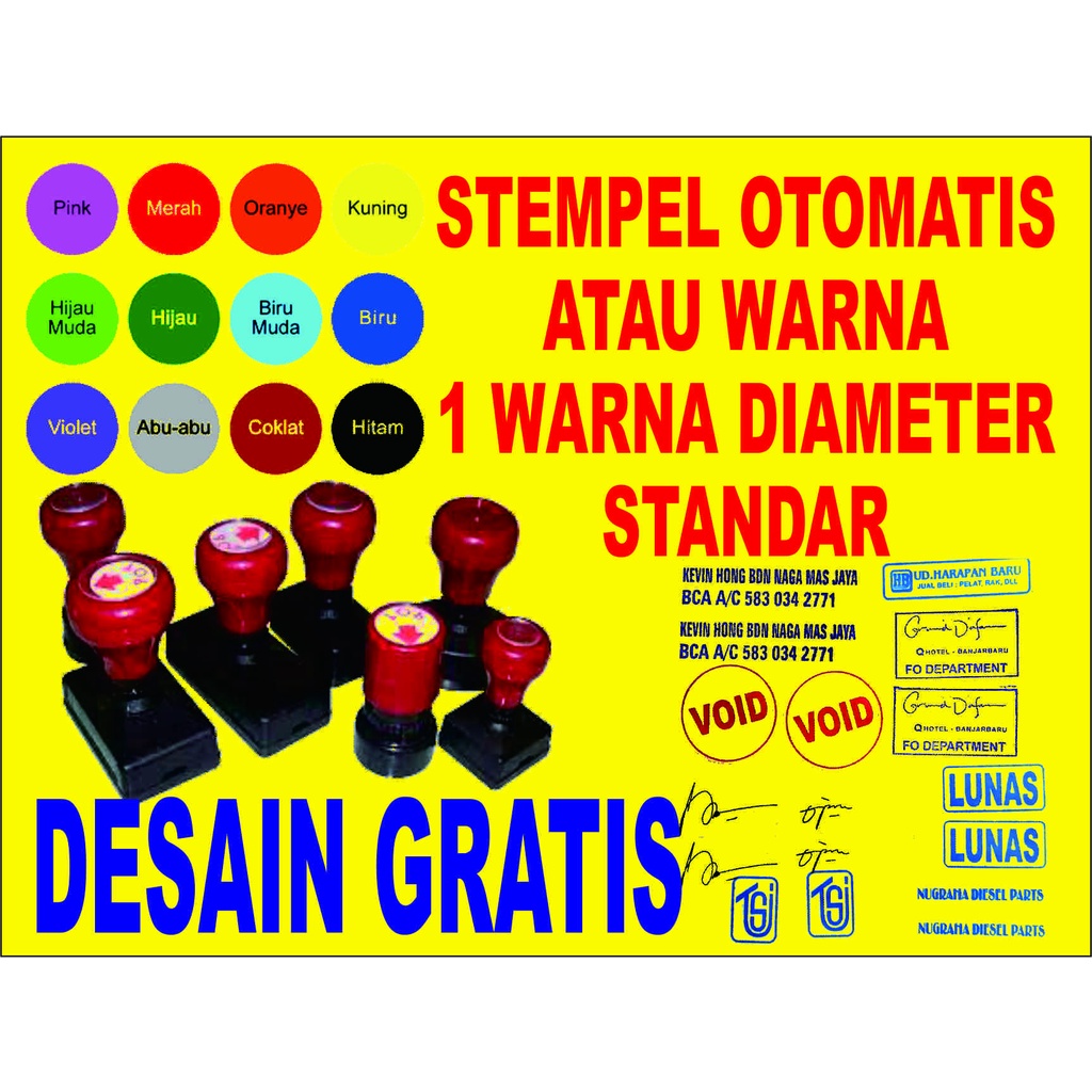 

CETAK STEMPEL OTOMATIS / WARNA FLASH murah