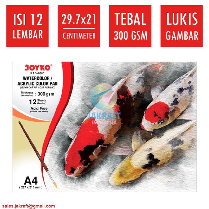 

Kertas Kanvas Lukis A4 300 Gsm Cat Air Watercolor Akrilik Pad JOYKO
