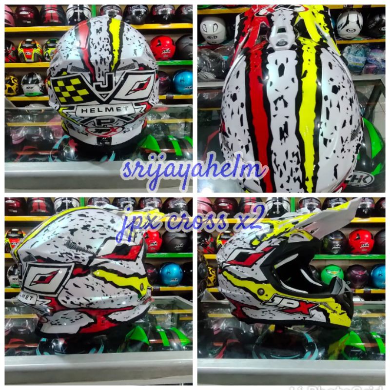 HELM JPX CROSS X2 WHITE FREE KACA MATA CROSS