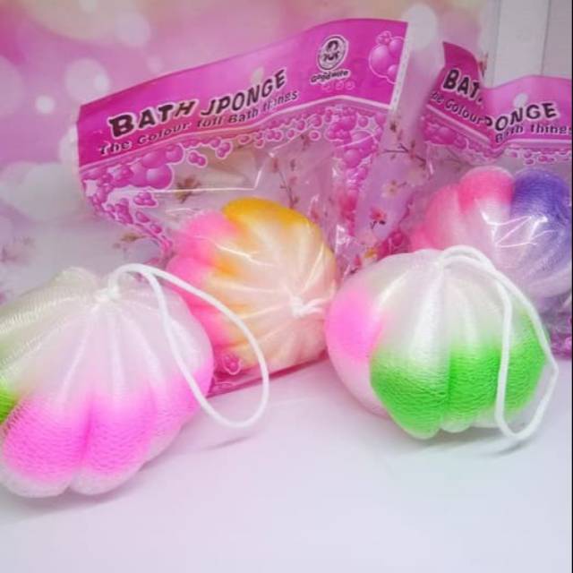 Bath sponge spons mandi labu scrub mandi sabun cair bentuk labu warna pelangi