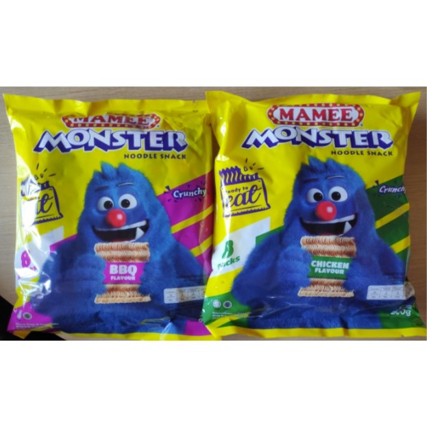 

Mamee Monster Noodle Snack 200gr isi 8 bungkus Mie Kriuk Mamee - Barbeque BBQ - Chicken Ayam