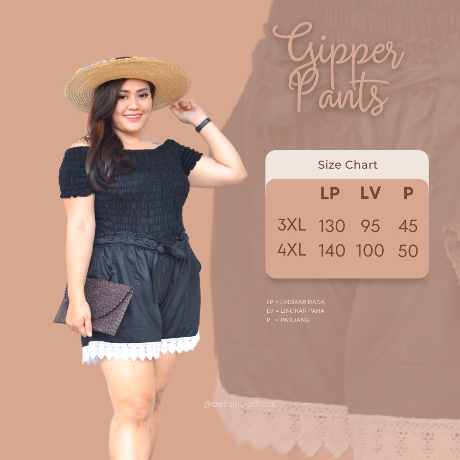 Balicihui Celana Katun Renda Giper Celana Wanita Celana Jumbo Big Size Plus Size Celana Renda