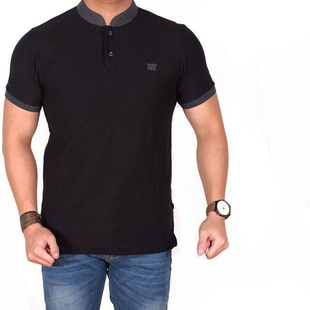 Diskon Polo Shirt Pria Polos Hitam Lengan Pendek / Baju Kaos Kerah Koko Slim Terbaru