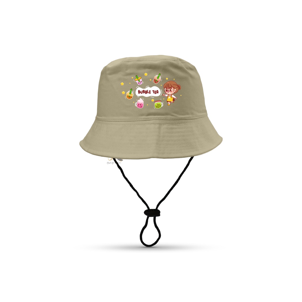 Topi Bucket Hat anak sablon BOBA/Bucket Sablon BOBA