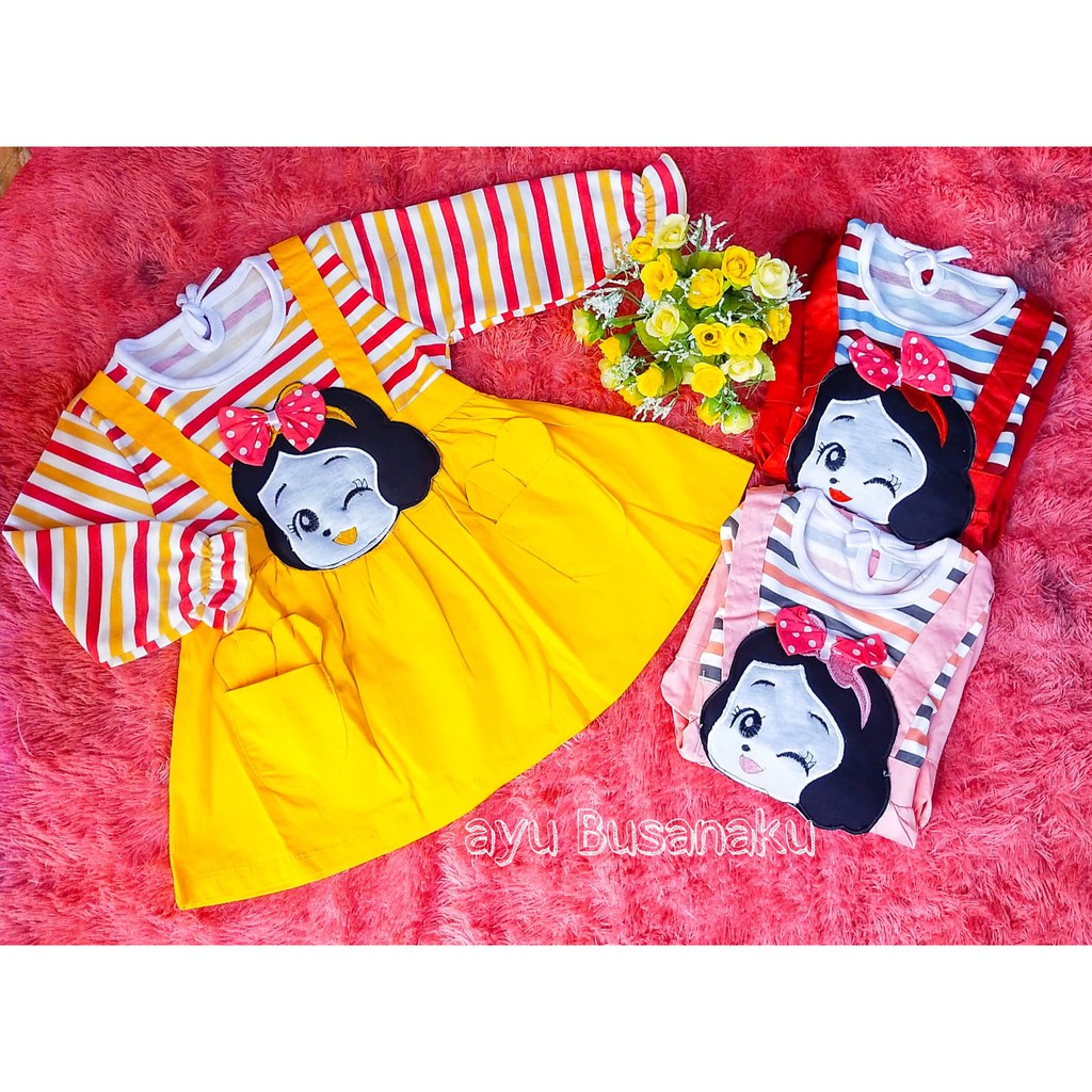 BAJU BAYI DRESS BAYI PEREMPUAN LUCU DAN IMUT MOTIF PUTRI SALJU LENGAN PANJANG