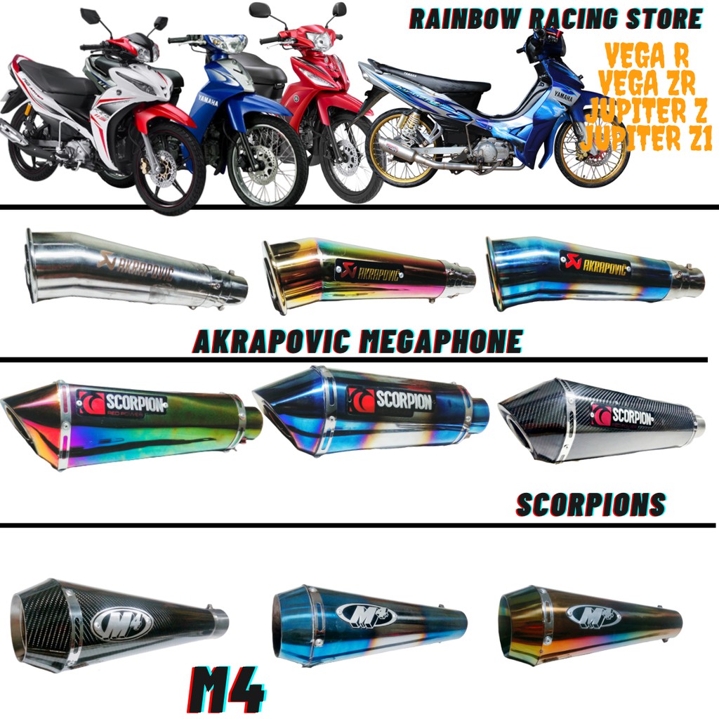 knalpot racing vega r vega zr knalpot jupiter z jupiter z1 akrapovic m4 scorpions