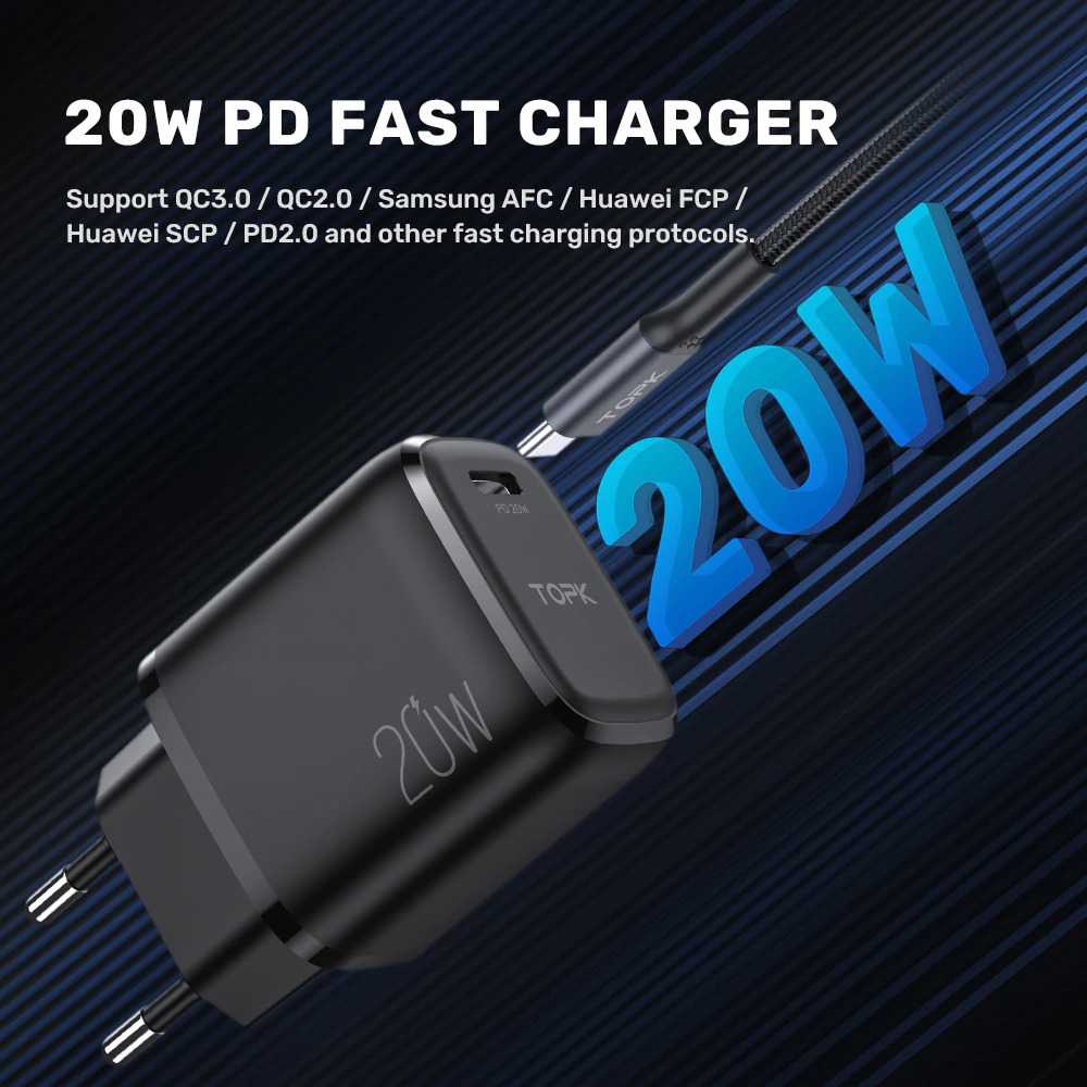 GS8 Charger TOPK USB Type C PD QC3.0 2 Port 20W - B210P