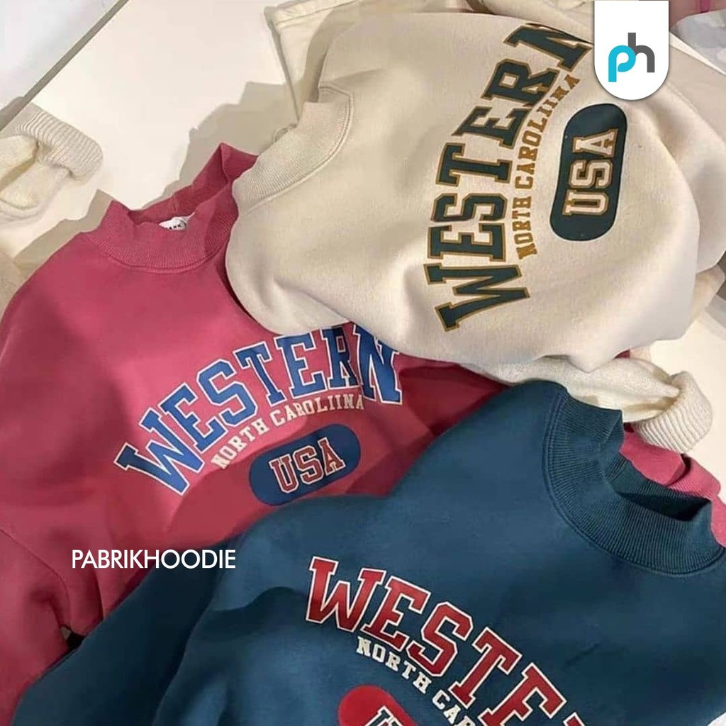 PABRIKHOODIE - BASIC SWEATER CUSTOM WESTERN USA M -XXL {PRIA &amp; WANITA} (SABLON)