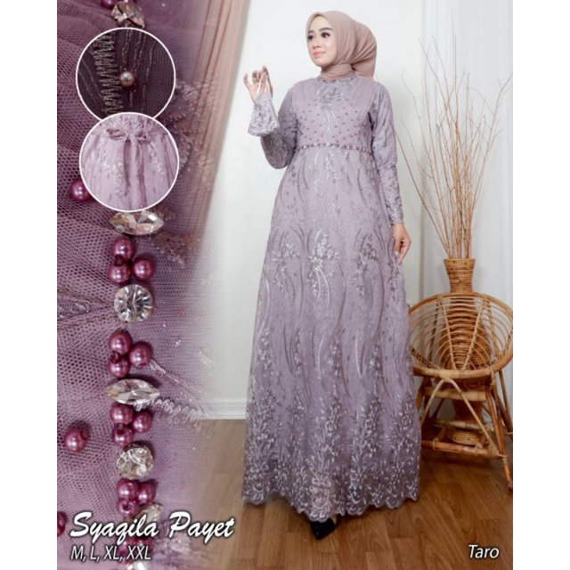Gamis Syaqila Payet / Dress Syaqila Payet By SK / Dress Kebaya Cantik / Gamis kebaya Modern / Dress Kebaya Mewah / Dress Cantik