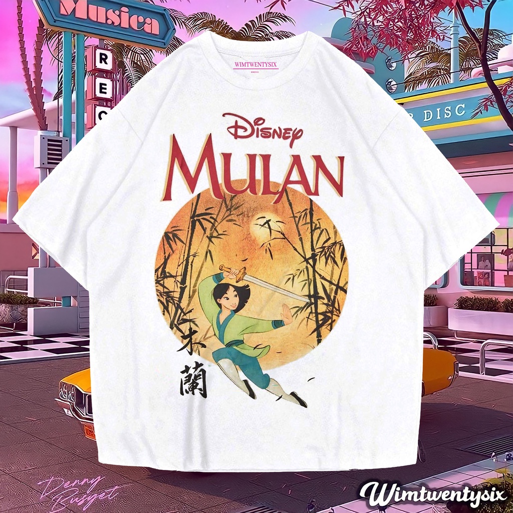 KAOS DISNEP MULAN VINTAGE TEE (OVERSIZE WHITE T-SHIRT)