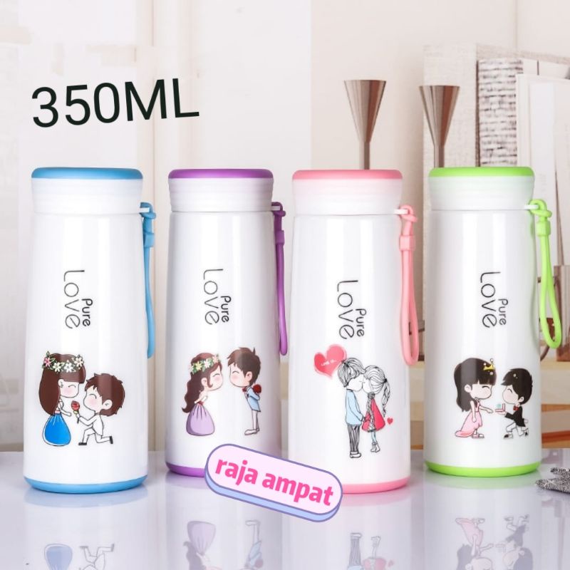 botol minum kaca motif love 350ml