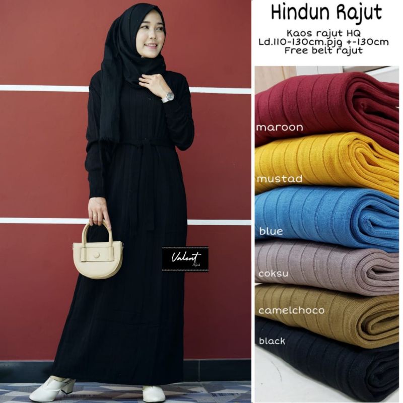 Restock Hindun rajut#valent#gamis rajut polos