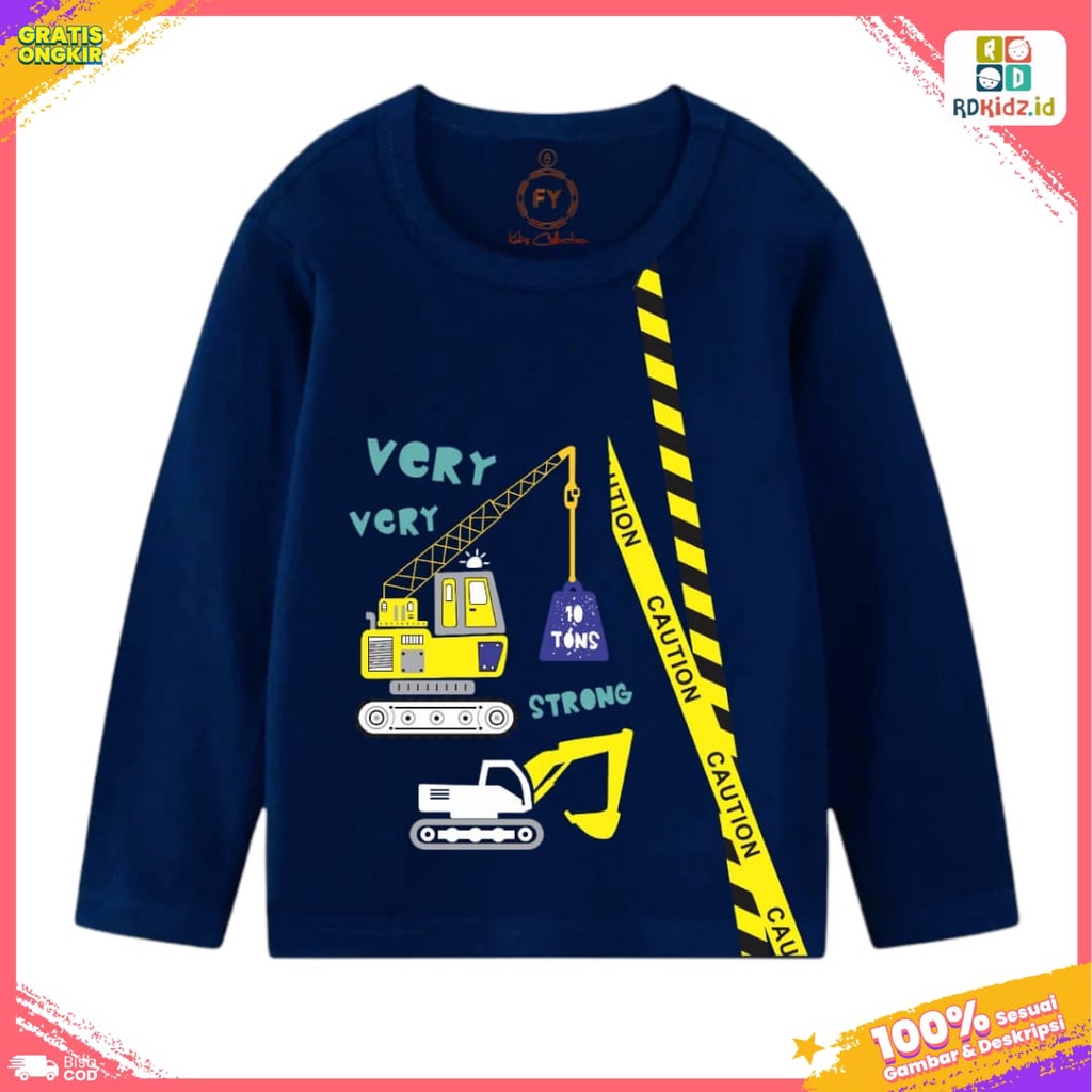 Rdkidzid Kaos Anak Laki Laki Lengan Panjang Atasan Baju Anak  Karakter New 3Crane Navy