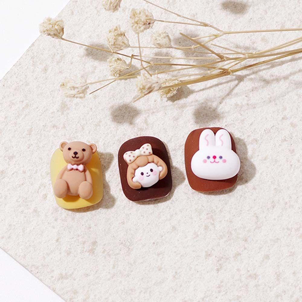 Agustinina Kartun Nail Art Kawaii Manis Strawberry Bear Kucing Gadis Kecil Bunny DIY Perhiasan Nail Art