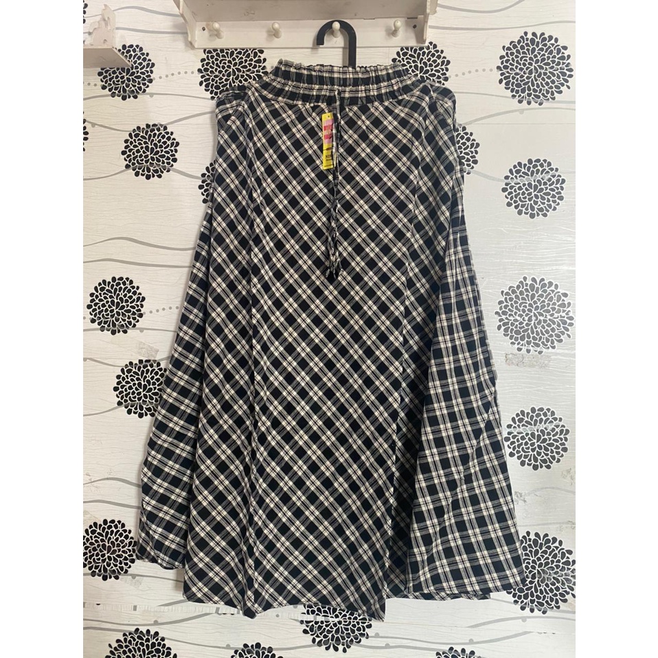 ROK FLANEL IMPORT PANJANG/ROK TARTAN/ROK KOTAK PAYUNG-As