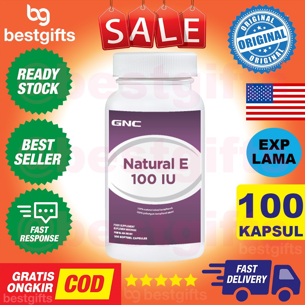 GNC NATURAL VITAMIN VIT E 100 IU ANTIOKSIDAN KEKEBALAN DAYA TAHAN TUBUH KULIT RAMBUT BAIK 100 KAPSUL