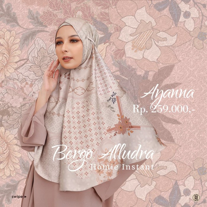 (murah meriah) Jilbab Bergo Motif Kerudung Instan Tali Premium 'ALLUDRA HOMY' RAHINA - Ayanna