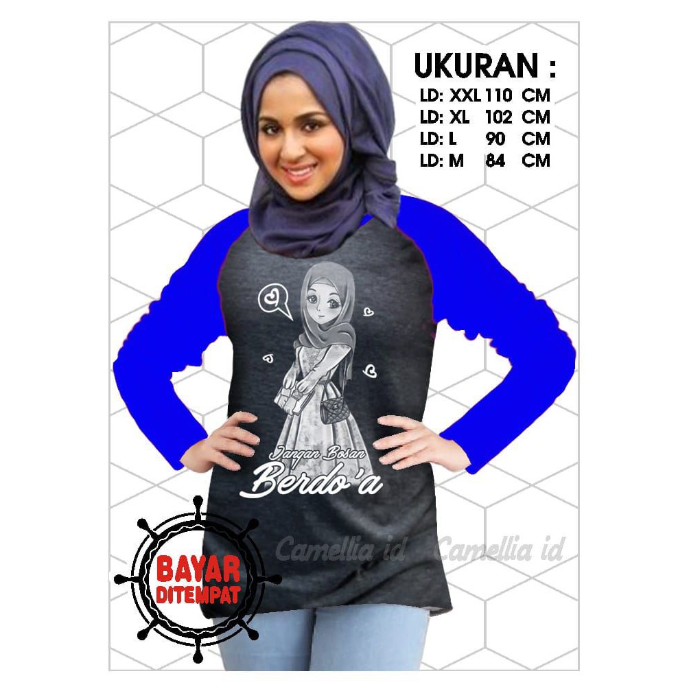 Kaos Raglan (BERDOA)/Kaos Wanita Lengan Panjang/ Kaos Wanita/ Kaos Cewe/ Kaos Oblong/Misty