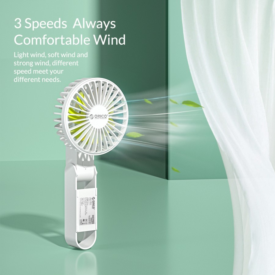 Desktop fan Orico 2000mah foldable portable handheld neck type-c 3 speed fan gxz f833 - kipas angin