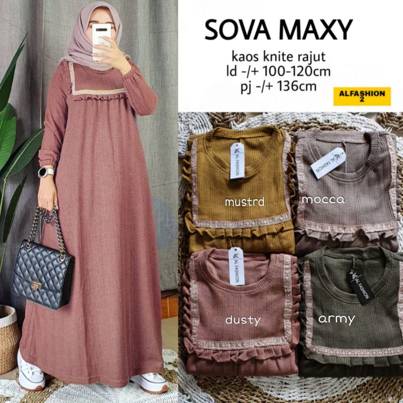 Sova maxy dress kaos knite rajut alfashion 2
