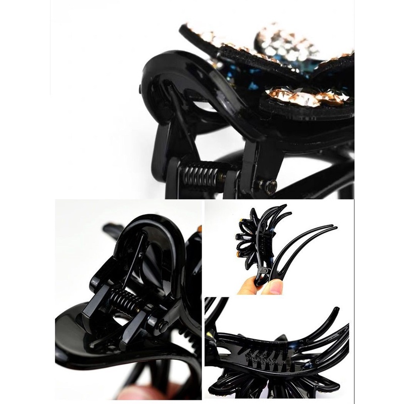 Jepit Rambut Sanggul Besar Wanita Manik Impor Model Bunga Berlian Korea Jedai Permata Rhinestone Dovetail