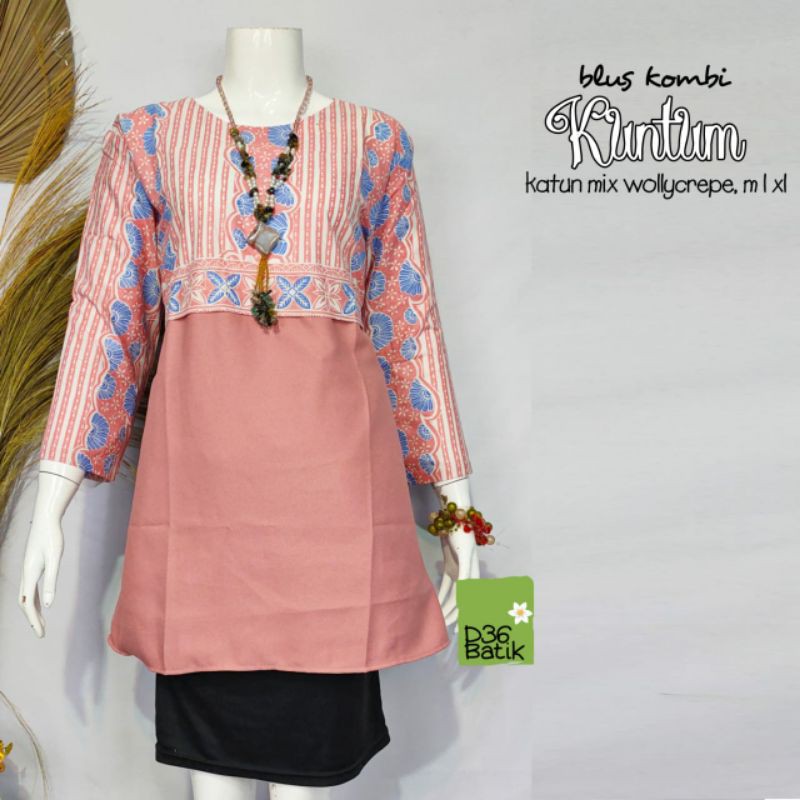 Blus Kombi Kuntum atasan batik wanita modern kasual modern