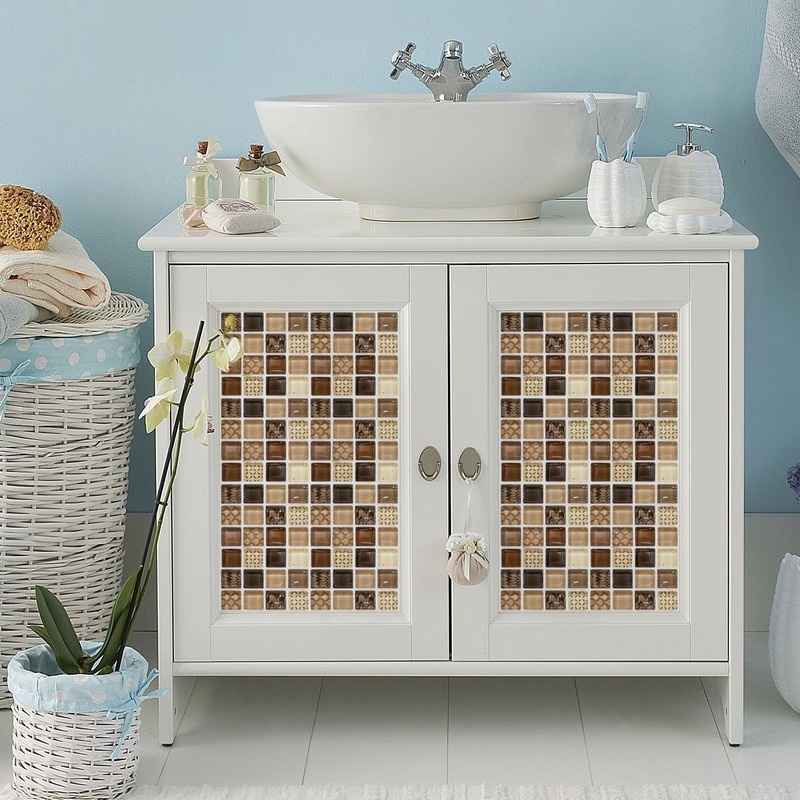 1pc Stiker Dinding Mosaik 3d Anti Air Untuk Kamar Mandi
