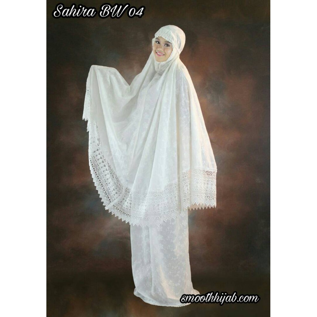 MUKENA SAHIRA BROKEN WHITE RENDA BULAT - MUKENA KATUN PARIS MEWAH PUTIH TULANG PRADA