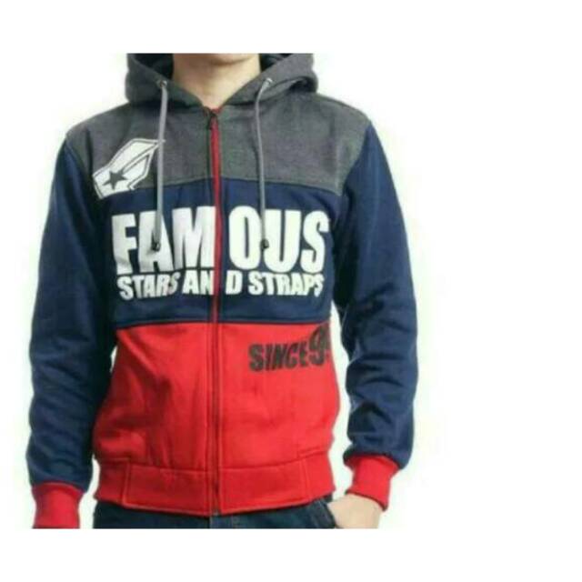 Jaket Famous Star And Straps Since99 Combi Darkgrey Navy Red