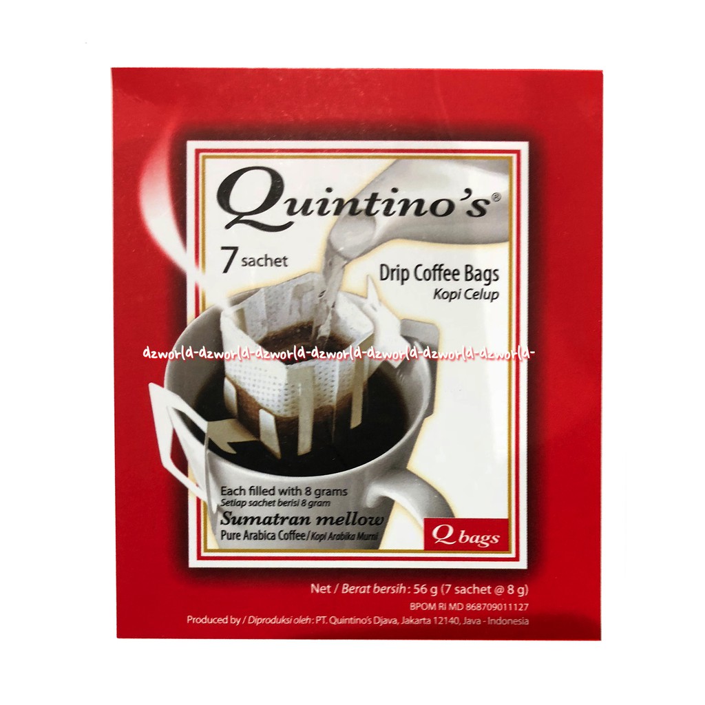 Quintino's Drip Coffee Bag Kopi Celup 7 Sachet Sumatran Mocca Java Kopi Dengan Saringan Quintino Quintinos