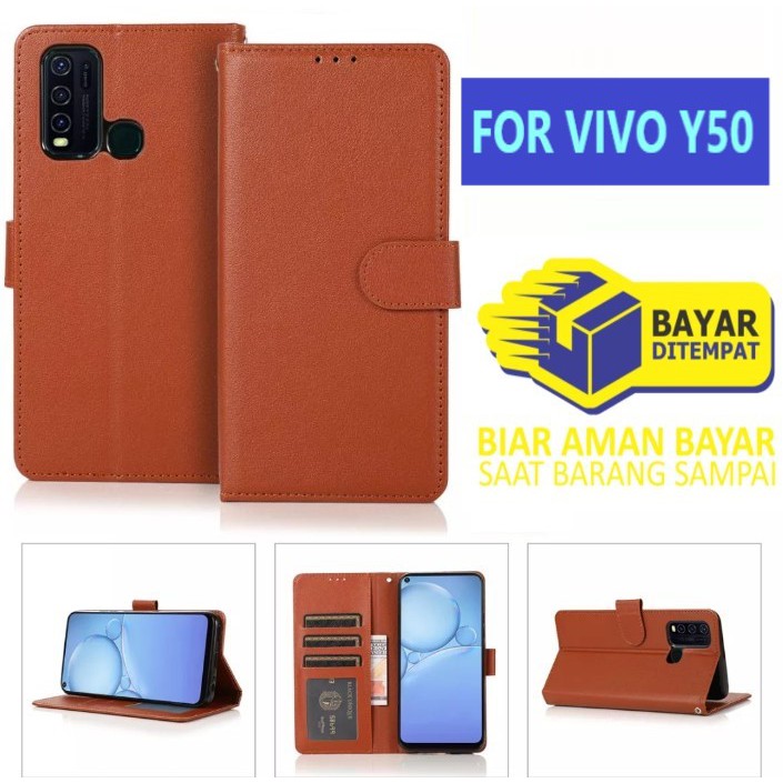 Flip cover VIVO Y50 Flip case buka tutup kesing hp casing flip case leather wallet