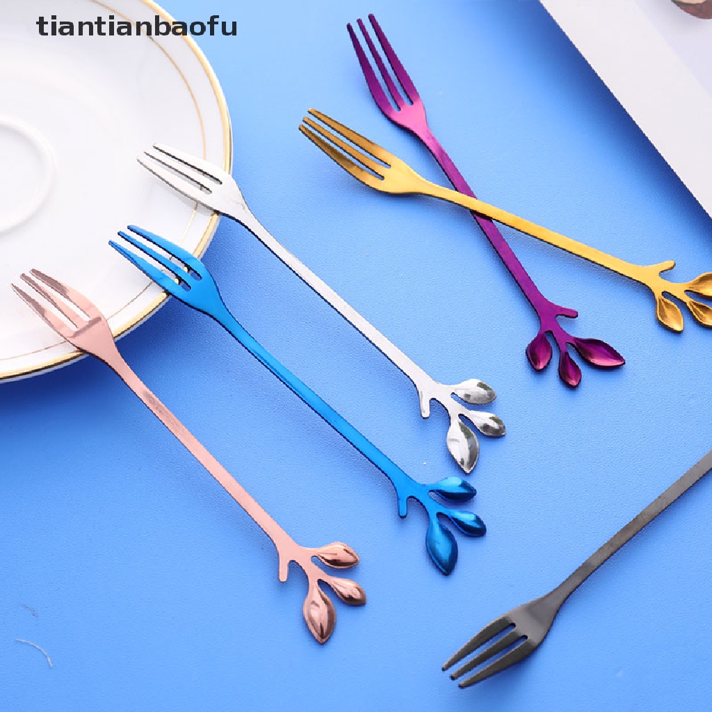 Garpu Buah Dessert Mini Bahan Stainless Steel Warna-Warni