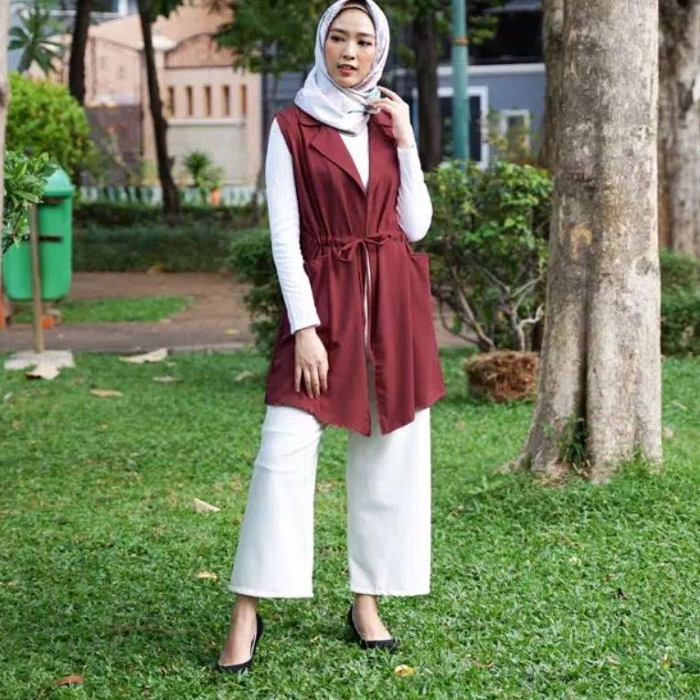 ✳Serba Murah (COD) Vest kekinian Rompi Rosa cardigan saku / Vest outer serut moscrepe premium /cardi
