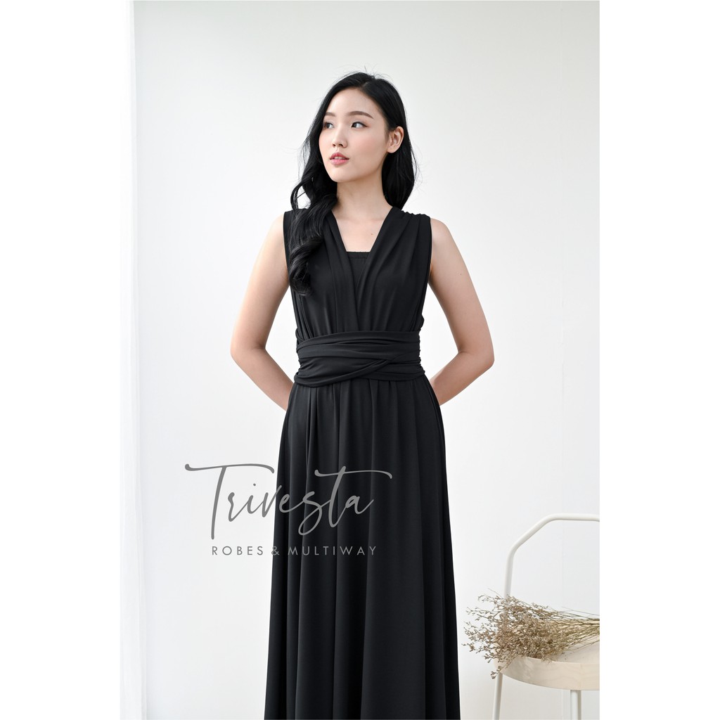 MAXI | HITAM/BLACK | MULTIWAY INFINITY CONVERTIBLE DRESS | FREE KEMBEN &amp; SPECIAL LONG SCRAFT